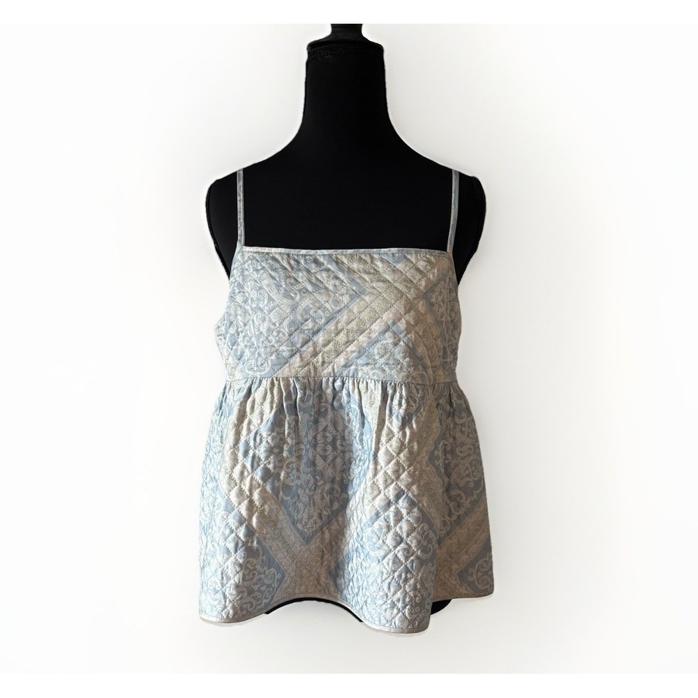En Saison Women's Paisley Print Women's Tank Top Quilted Baby Blue Size Medium